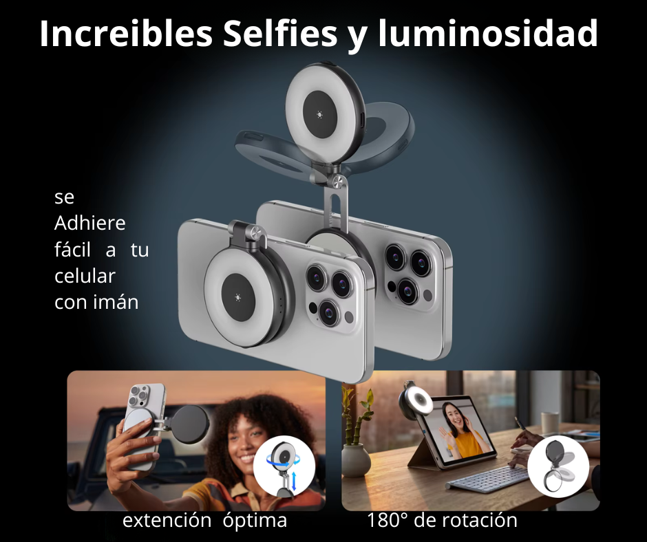 Luz magnética LED + Espejo TELESIN